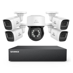 5MP 8 canaux PT Système de caméra de sécurité  - DVR hybride 5 en 1, caméra de vidéosurveillance Pan & Tilt, vision nocturne jusqu'à 100 pieds, détection de mouvement, extérieure, étanche