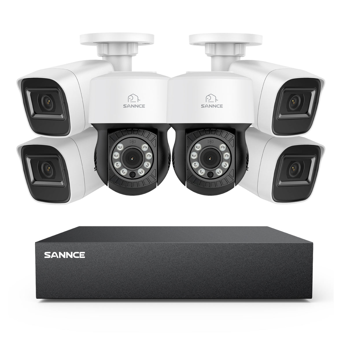 5MP 8 canaux PT Système de caméra de sécurité  - DVR hybride 5 en 1, caméra de vidéosurveillance Pan & Tilt, vision nocturne jusqu'à 100 pieds, détection de mouvement, extérieure, étanche