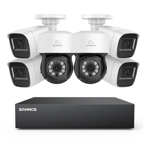 5MP 8 canaux PT Système de caméra de sécurité  - DVR hybride 5 en 1, caméra de vidéosurveillance Pan & Tilt, vision nocturne jusqu'à 100 pieds, détection de mouvement, extérieure, étanche