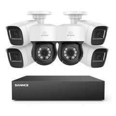 5MP 8 canaux PT Système de caméra de sécurité  - DVR hybride 5 en 1, caméra de vidéosurveillance Pan & Tilt, vision nocturne jusqu'à 100 pieds, détection de mouvement, extérieure, étanche