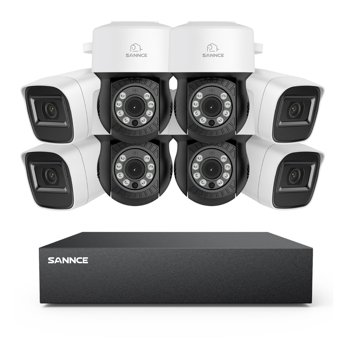 1080P 8 canaux PT Système de caméra de sécurité  - DVR hybride 5 en 1, caméra de vidéosurveillance Pan & Tilt, vision nocturne jusqu'à 100 pieds, détection de mouvement, extérieure, étanche