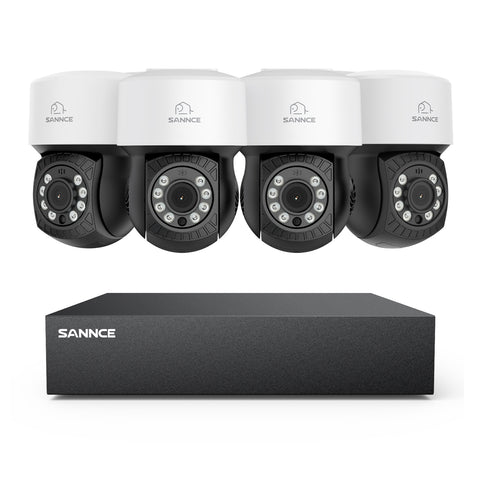 5MP 8 canaux PT Système de caméra de sécurité  - DVR hybride 5 en 1, caméra de vidéosurveillance Pan & Tilt, vision nocturne jusqu'à 100 pieds, détection de mouvement, extérieure, étanche