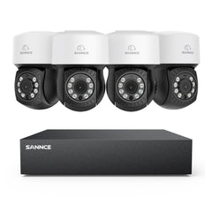 5MP 8 canaux PT Système de caméra de sécurité  - DVR hybride 5 en 1, caméra de vidéosurveillance Pan & Tilt, vision nocturne jusqu'à 100 pieds, détection de mouvement, extérieure, étanche