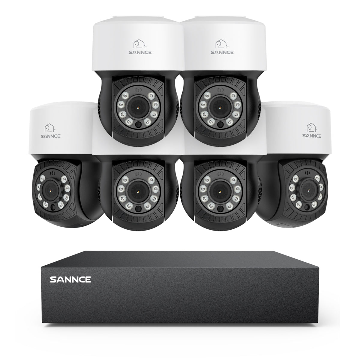 5MP 8 canaux PT Système de caméra de sécurité  - DVR hybride 5 en 1, caméra de vidéosurveillance Pan & Tilt, vision nocturne jusqu'à 100 pieds, détection de mouvement, extérieure, étanche