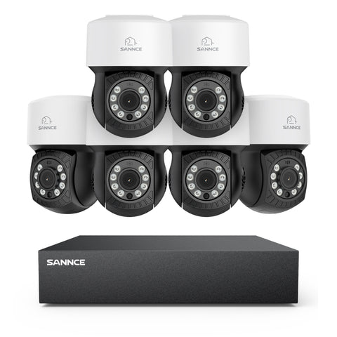 5MP 8 canaux PT Système de caméra de sécurité  - DVR hybride 5 en 1, caméra de vidéosurveillance Pan & Tilt, vision nocturne jusqu'à 100 pieds, détection de mouvement, extérieure, étanche
