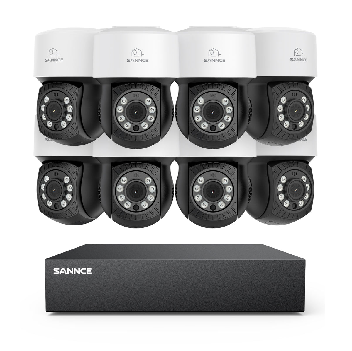5MP 8 canaux PT Système de caméra de sécurité  - DVR hybride 5 en 1, caméra de vidéosurveillance Pan & Tilt, vision nocturne jusqu'à 100 pieds, détection de mouvement, extérieure, étanche