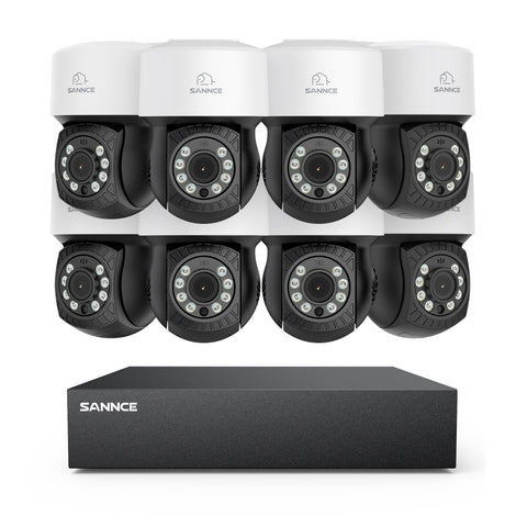 5MP 8 canaux PT Système de caméra de sécurité  - DVR hybride 5 en 1, caméra de vidéosurveillance Pan & Tilt, vision nocturne jusqu'à 100 pieds, détection de mouvement, extérieure, étanche