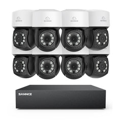 5MP 8 canaux PT Système de caméra de sécurité  - DVR hybride 5 en 1, caméra de vidéosurveillance Pan & Tilt, vision nocturne jusqu'à 100 pieds, détection de mouvement, extérieure, étanche