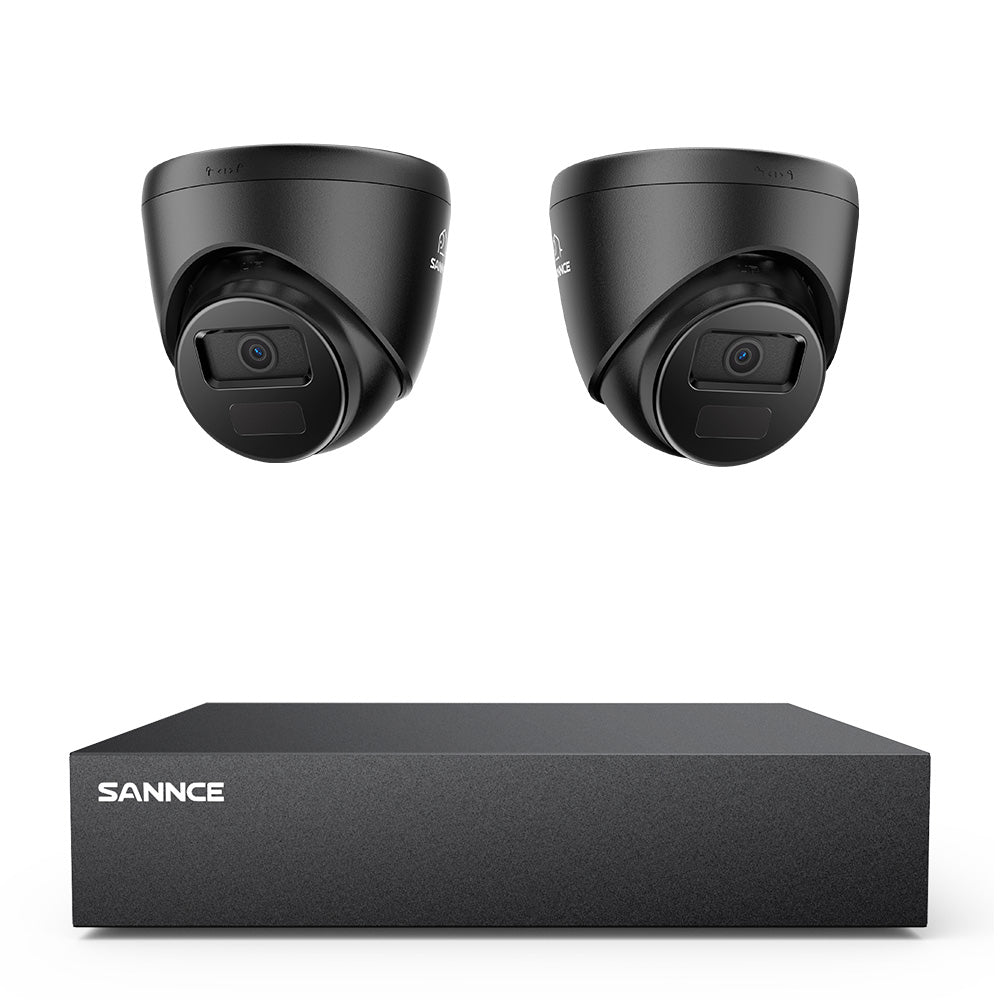 8 Canaux 5MP Système de Caméra de Sécurité Filaire  - DVR Hybride, 2 Caméras Turret 2MP, Intérieur & Extérieur, Détection Intelligente de Mouvement, Accès à Distance