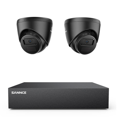 8 Canaux 5MP Système de Caméra de Sécurité Filaire  - DVR Hybride, 2 Caméras Turret 2MP, Intérieur & Extérieur, Détection Intelligente de Mouvement, Accès à Distance