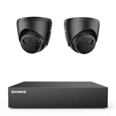 8 Canaux 5MP Système de Caméra de Sécurité Filaire  - DVR Hybride, 2 Caméras Turret 2MP, Intérieur & Extérieur, Détection Intelligente de Mouvement, Accès à Distance