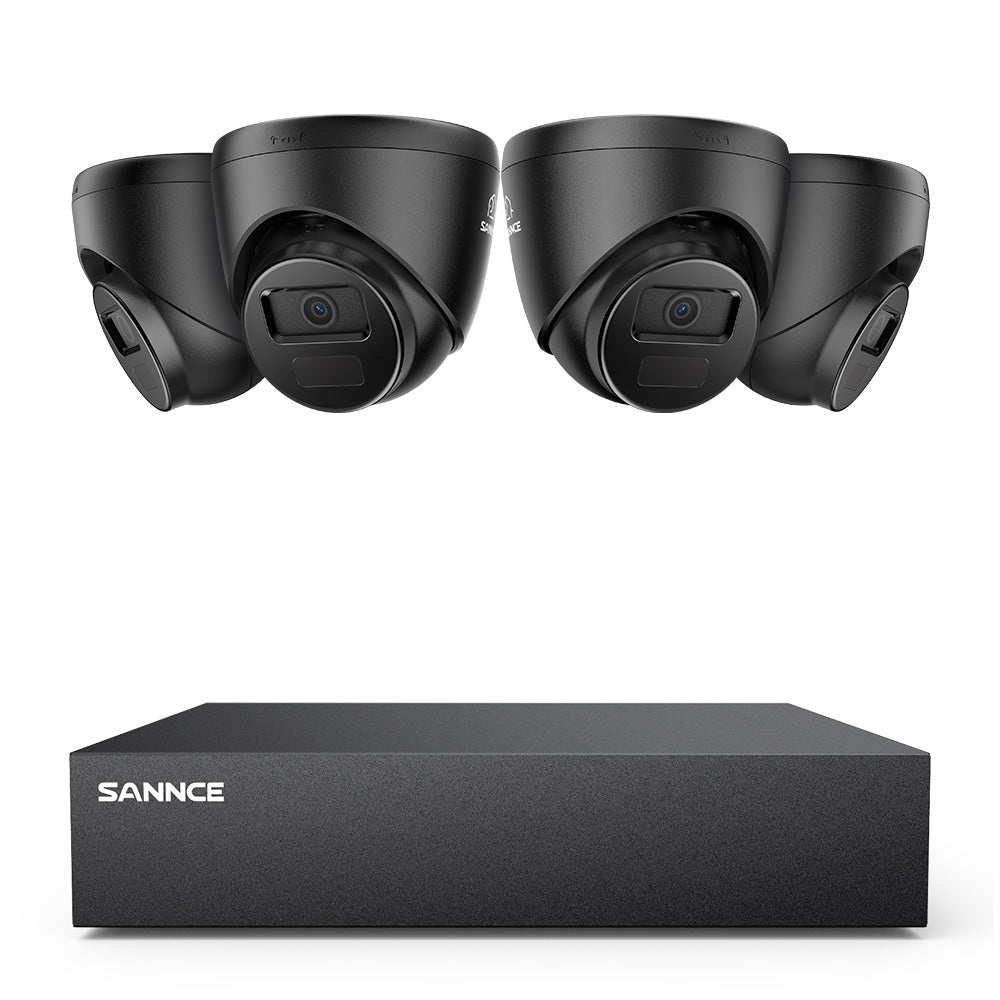 8 Canaux 5MP Système de Caméra de Sécurité Filaire  - DVR Hybride, 4 Caméras Turret 2MP, Intérieur & Extérieur, Détection Intelligente de Mouvement, Accès à Distance