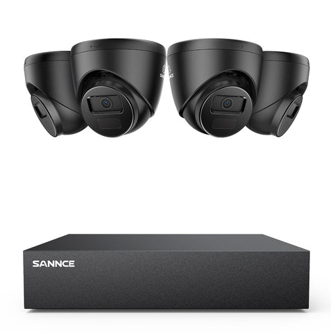 8 Canaux 5MP Système de Caméra de Sécurité Filaire  - DVR Hybride, 4 Caméras Turret 2MP, Intérieur & Extérieur, Détection Intelligente de Mouvement, Accès à Distance