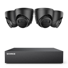 8 Canaux 5MP Système de Caméra de Sécurité Filaire  - DVR Hybride, 4 Caméras Turret 2MP, Intérieur & Extérieur, Détection Intelligente de Mouvement, Accès à Distance