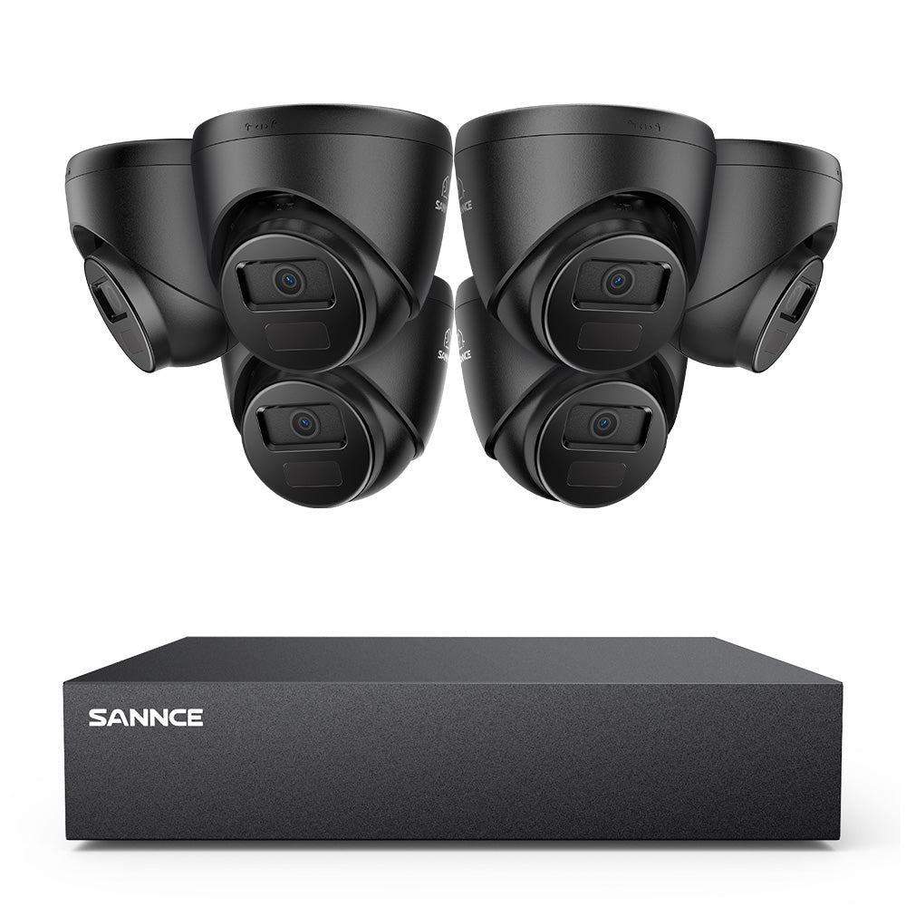 8 Canaux 5MP Système de Caméra de Sécurité Filaire  - DVR Hybride, 6 Caméras Turret 2MP, Intérieur & Extérieur, Détection Intelligente de Mouvement, Accès à Distance