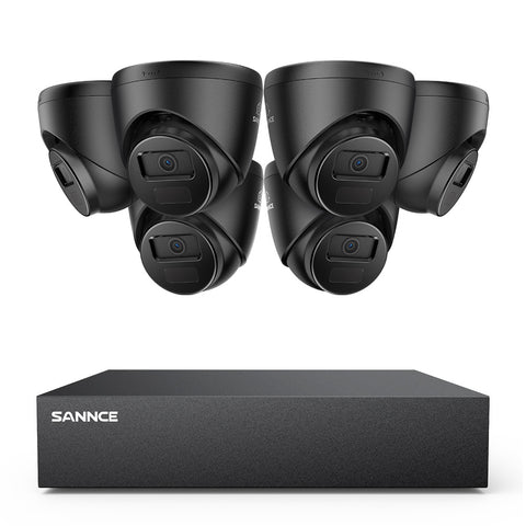 8 Canaux 5MP Système de Caméra de Sécurité Filaire  - DVR Hybride, 6 Caméras Turret 2MP, Intérieur & Extérieur, Détection Intelligente de Mouvement, Accès à Distance