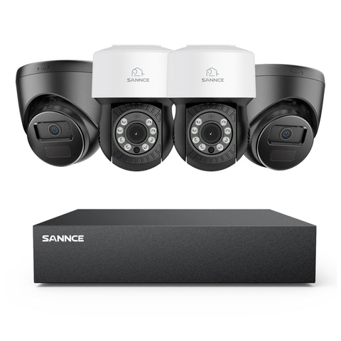 5MP 8 canaux PT Système de caméra de sécurité  - DVR hybride 5 en 1, caméra de vidéosurveillance Pan & Tilt, vision nocturne jusqu'à 100 pieds, détection de mouvement, extérieure, étanche