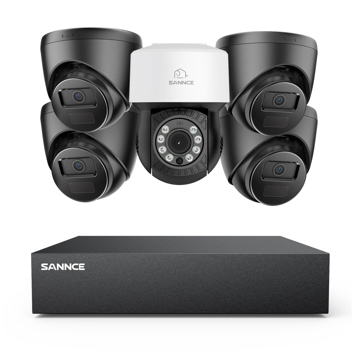 5MP 8 canaux PT Système de caméra de sécurité  - DVR hybride 5 en 1, caméra de vidéosurveillance Pan & Tilt, vision nocturne jusqu'à 100 pieds, détection de mouvement, extérieure, étanche