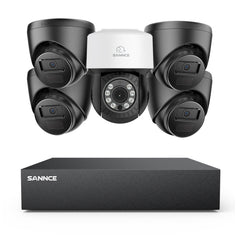 5MP 8 canaux PT Système de caméra de sécurité  - DVR hybride 5 en 1, caméra de vidéosurveillance Pan & Tilt, vision nocturne jusqu'à 100 pieds, détection de mouvement, extérieure, étanche