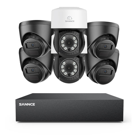 5MP 8 canaux PT Système de caméra de sécurité  - DVR hybride 5 en 1, caméra de vidéosurveillance Pan & Tilt, vision nocturne jusqu'à 100 pieds, détection de mouvement, extérieure, étanche