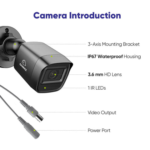 2MP 2 pièces Caméras extérieures en forme de balle, Détection intelligente de personnes / véhicules / mouvements (Pack de 2)