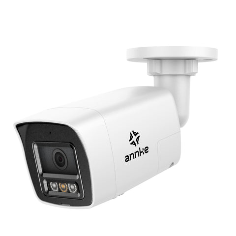 Caméra de sécurité PoE extérieure à double lumière ANNKE 4K, avec rapport d'aspect 16:9, vision de jour et de nuit, détection de personnes et de véhicules, H.265+, audio bidirectionnel, stockage local max.