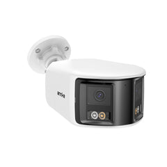 FCD800 - Caméra de sécurité extérieure PoE à double objectif 8MP UHD, vue panoramique à 180°, vision nocturne intelligente à double éclairage, audio bidirectionnel, sirène et alarme actives, détection humaine et de véhicules, IP67