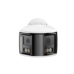 FCD800 - Caméra de sécurité extérieure PoE à double objectif 8MP UHD, vue panoramique à 180°, vision nocturne intelligente à double éclairage, audio bidirectionnel, sirène et alarme actives, détection humaine et de véhicules, IP67
