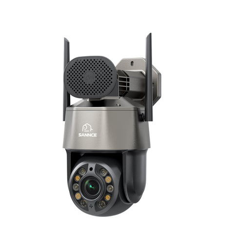 Caméra à dôme 5MP avec zoom 20X, vision nocturne à double lumière intelligente, détection d'humains par IA, rotation de 270° et inclinaison de 90°, communication audio bidirectionnelle, stockage local maximal de 128 Go et dans le cloud