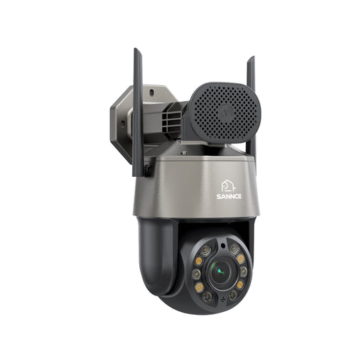 Caméra à dôme 5MP avec zoom 20X, vision nocturne à double lumière intelligente, détection d'humains par IA, rotation de 270° et inclinaison de 90°, communication audio bidirectionnelle, stockage local maximal de 128 Go et dans le cloud