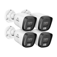 4 pièces Caméra de sécurité IP PoE Full HD 3MP, Communication Bidirectionnelle