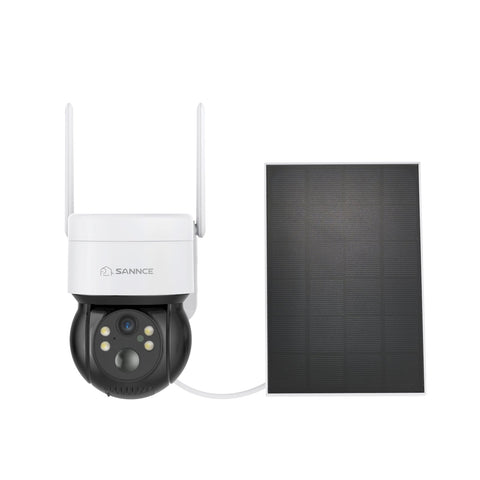 Pack of 2, Caméra IP sans fil Panoramique et Inclinaison 4MP - Alimentation sur Batterie/Solaire, Vision Nocturne Couleur, Audio Bidirectionnel, Compatible avec Alexa, Détection de Forme Humaine par PIR