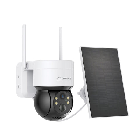 Pack of 2, Caméra IP sans fil Panoramique et Inclinaison 4MP - Alimentation sur Batterie/Solaire, Vision Nocturne Couleur, Audio Bidirectionnel, Compatible avec Alexa, Détection de Forme Humaine par PIR