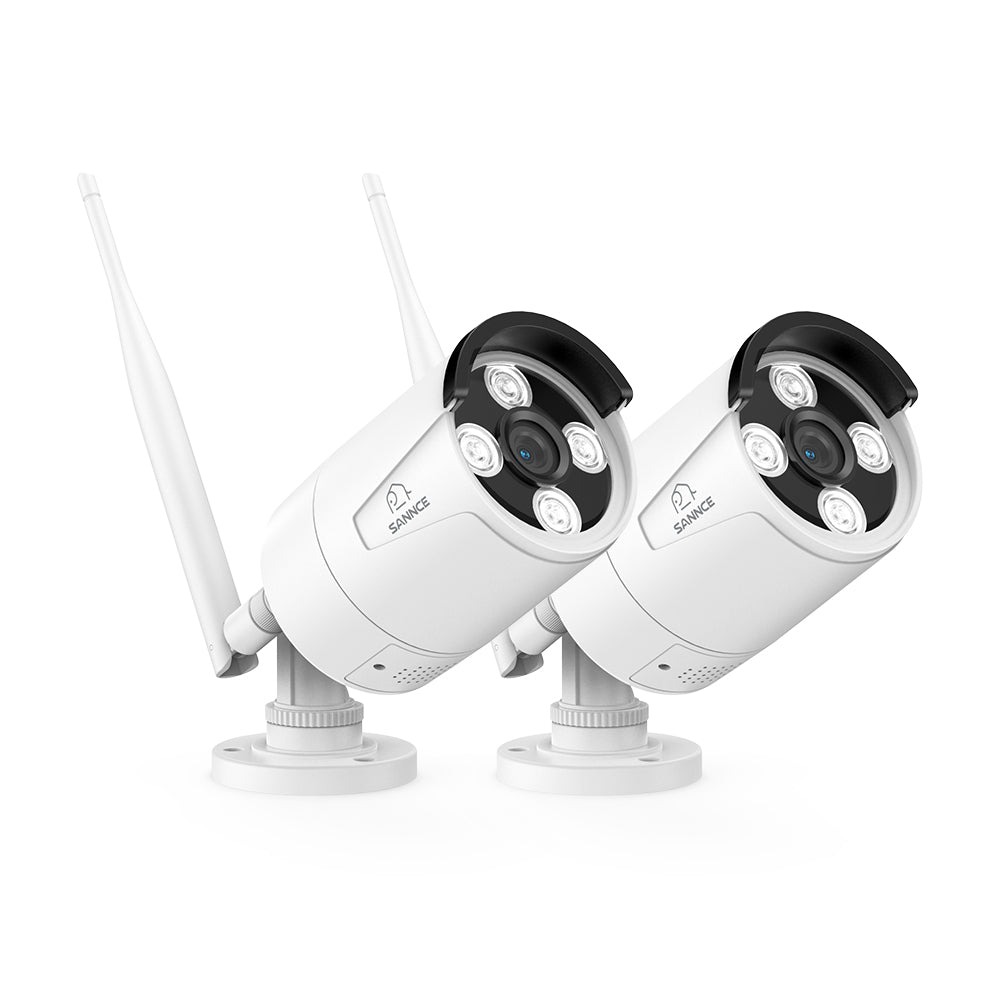 Caméra de sécurité sans fil 8 MP, 2 caméras IP Wi-Fi pour NVR SANNCE N98WHG, détection de présence et alertes de mouvement intelligentes, vision nocturne jusqu'à 30 m, audio bidirectionnel, compatible avec Alexa