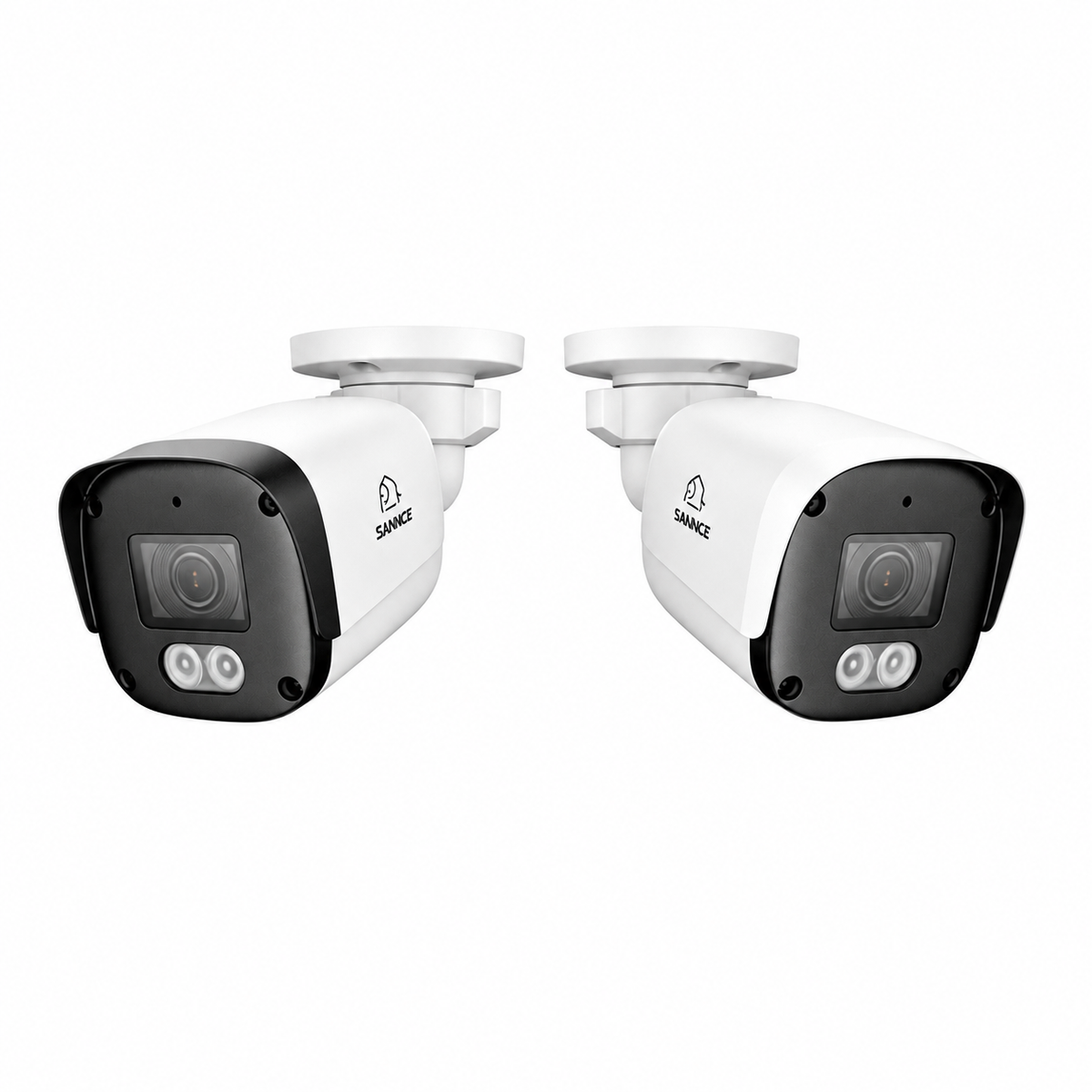 FX800 – 2 pièces Caméra de surveillance PoE 4K avec audio, emplacement pour carte SD, détection par IA, objectif grand angle, vision nocturne couleur à double éclairage et étanchéité IP67