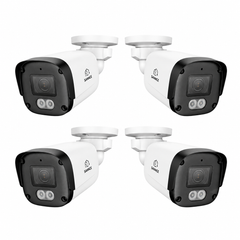 FX800 – 4 pièces Caméra de surveillance PoE 4K avec audio, emplacement pour carte SD, détection par IA, objectif grand angle, vision nocturne couleur à double éclairage et étanchéité IP67