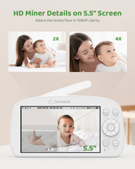 SANNCE 1080p Moniteur pour Bébé Vidéo Avancé, Écran LCD 5,5 pouces avec Baby Monitor HD 1920x1080p