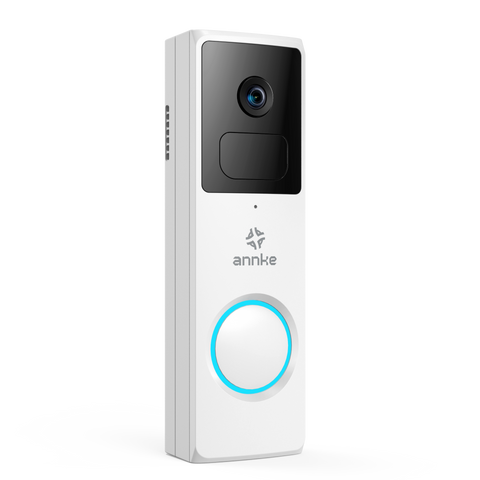 ANNKE Caméra de porte sans fil en plein écran HD 1080P, angle de vue de 148°, alimentée par une batterie de 4800mAh, détection de mouvement, audio bidirectionnel, stockage dans le cloud et sur carte TF, compatible avec Alexa