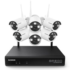 Kit caméra de surveillance sans fil avec enregistrement audio, 8MP 10CH NVR sans fil + 6x3MP 2K caméra de surveillance extérieure sans fil AI Human Detection IP66 étanche supporte Amazon Alexa