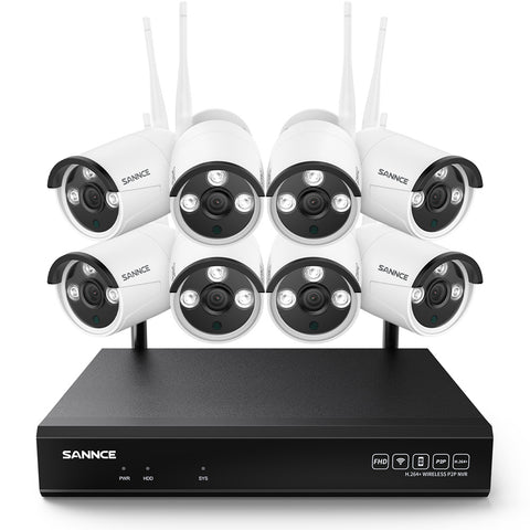 Kit caméra de surveillance sans fil avec enregistrement audio, 8MP 10CH NVR sans fil + 8x3MP 2K caméra de surveillance extérieure sans fil AI Human Detection IP66 étanche supporte Amazon Alexa