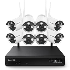 Kit caméra de surveillance sans fil avec enregistrement audio, 8MP 10CH NVR sans fil + 8x3MP 2K caméra de surveillance extérieure sans fil AI Human Detection IP66 étanche supporte Amazon Alexa