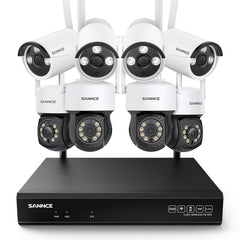 10 Canaux 5MP PT Système de Caméra Sécurité Sans Fil, NVR 8MP, 4 PT Caméra & 4 bullet Caméra, Panoramique & Inclinaison, Audio Bidirectionnel, Étanche IP66, Détection Intelligente de l'IA Humaine, Compatible Avec Alexa