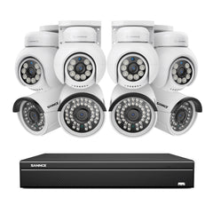 16 canaux 4K PoE PTZ Système de caméras de sécurité, 8MP caméras IP PoE extérieures , Pan & Tilt, NVR compatible ONVIF, audio bidirectionnel, détection intelligente humaine/vehicule (4x caméras PT+4x caméras IP)