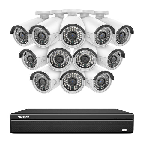 16 canaux 3MP PoE Système de caméras de sécurité , 4K NVR & 5MP caméras  IP PoE extérieures , Compatible ONVIF, H.265, enregistrement audio, détection humaine/vehicule