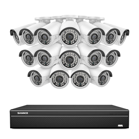16 canaux 3MP PoE Système de caméras de sécurité , 4K NVR & 5MP caméras  IP PoE extérieures , Compatible ONVIF, H.265, enregistrement audio, détection humaine/vehicule