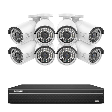 16 canaux 3MP PoE Système de caméras de sécurité , 4K NVR & 5MP caméras  IP PoE extérieures , Compatible ONVIF, H.265, enregistrement audio, détection humaine/vehicule