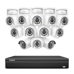 16 canaux 4K PoE PTZ Système de caméras de sécurité, 8MP caméras IP PoE extérieures , Pan & Tilt, NVR compatible ONVIF, audio bidirectionnel, détection intelligente humaine/vehicule (10x caméras PT+2x caméras IP)