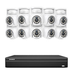 16 canaux 4K PoE PTZ Système de caméras de sécurité, 8MP caméras IP PoE extérieures , Pan & Tilt, NVR compatible ONVIF, audio bidirectionnel, détection intelligente humaine/vehicule