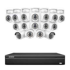 16 canaux 4K PoE PTZ Système de caméras de sécurité, 8MP caméras IP PoE extérieures , Pan & Tilt, NVR compatible ONVIF, audio bidirectionnel, détection intelligente humaine/vehicule (14x caméras PT+2x caméras IP)