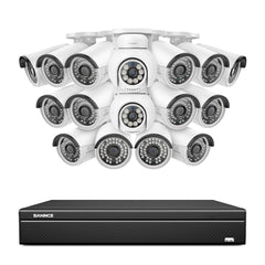 16 canaux 4K PoE PTZ Système de caméras de sécurité, 8MP caméras IP PoE extérieures , Pan & Tilt, NVR compatible ONVIF, audio bidirectionnel, détection intelligente humaine/vehicule (2x caméras PT+14x caméras IP)